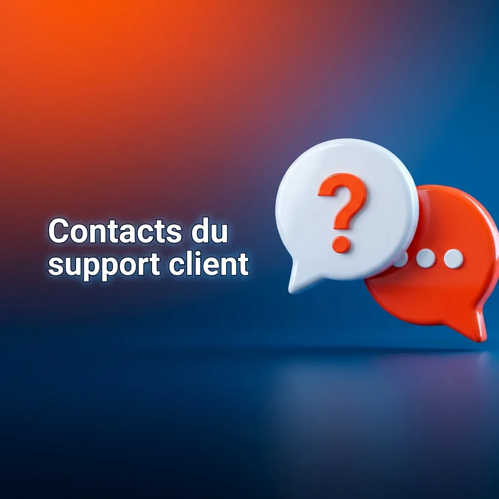 Options de contact du support client : chat en direct 24/7, email et formulaire.